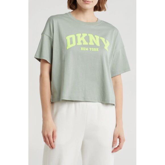 DKNY Sport Varsity Puff Logo Shirt New York Green Size Large NWT‎ - Picture 1 of 2